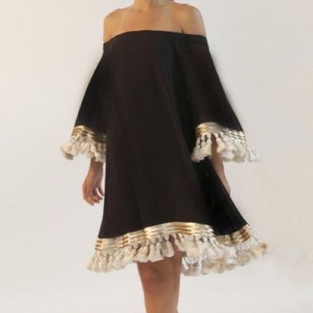 Mestiza New York Cha Cha Tassel Dress in Black